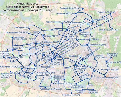 Схема троллейбусных маршрутов Минска. Маршруты троллейбусов в Минске ...