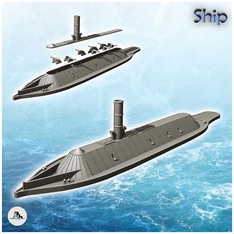 STL file CSS Virginia Merrimack 1862 ironclad warship (2) - USA America ...