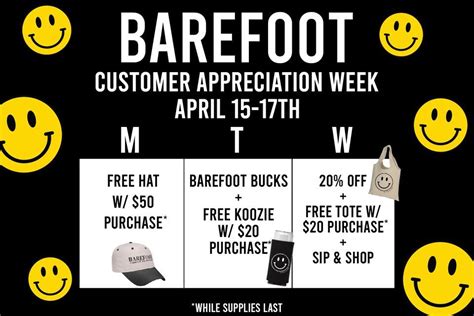 Barefoot Customer Appreciation Week, Barefoot Ames, 15 April to 17 ...