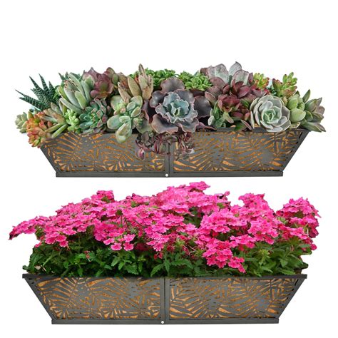 Window Railing Planter With Coco Liner Flower Boxes For Deck ...