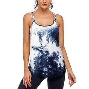 Hibelle Women's Workout Yoga Racerback Tank Tops with Built in Shelf ...