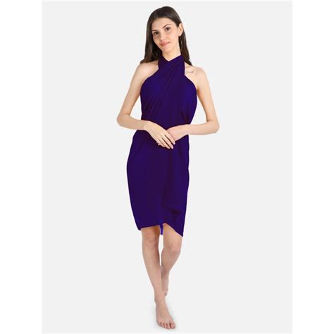 Buy AOBA Women Blue Solid Sarong Swimwear (One Size) Online