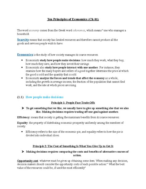 Notes-(Ch 01) Ten Principles of Economics - Ten Principles of Economics ...