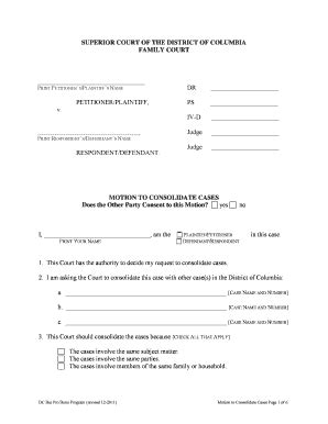 Fillable Online Motion to Consolidate Cases - LawHelp.org Fax Email ...