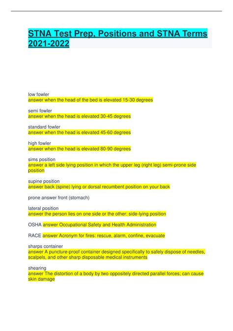 STNA 2023 BUNDLED Practice Questions and Answers 100% Correct RATED A+ ...