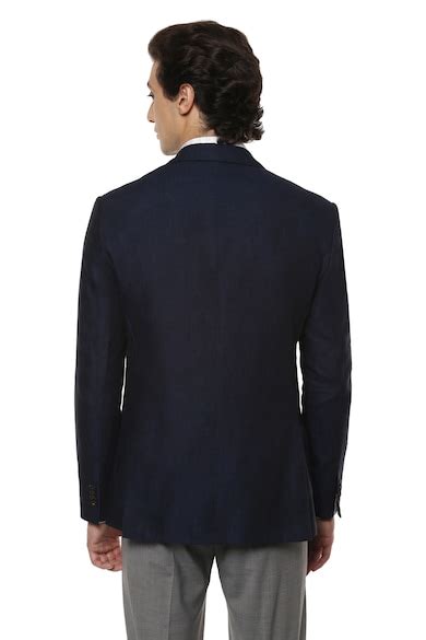 Buy Men Navy Slim Fit Textured Formal Suits and Blazers Online - 235476 ...