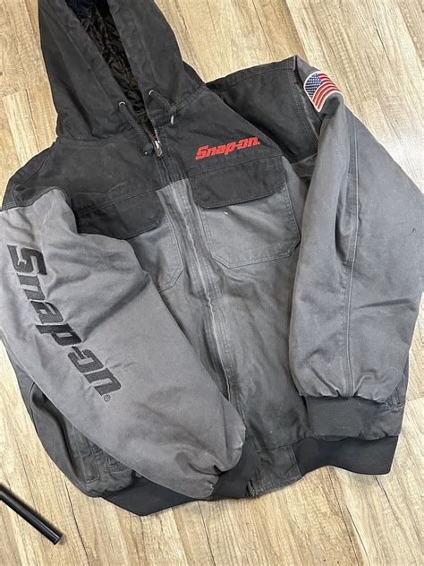 Snap On Tools Mens Jacket Coat Duck Canvas Hooded Gra… - Gem