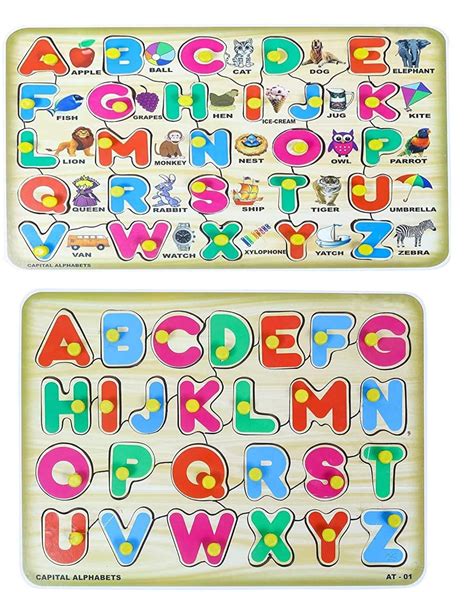 Wooden English Alphabets and Color Learning Educational Board for Kids ...