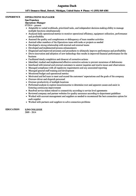 Operations Manager Resume 的图像结果