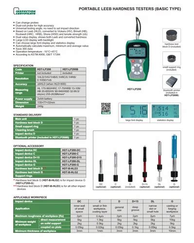 Leeb Hardness Tester - Insize HDT-LP 2000 Portable Leeb Hardness Tester ...