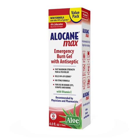 Alocane Max Emergency Burn Gel 4 Lidocaine Hydrochloride 13 ...
