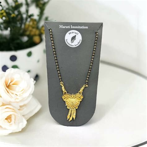 Elegant Gold-Tone Mangalsutra with Intricate Leaf & Dangler Pendant