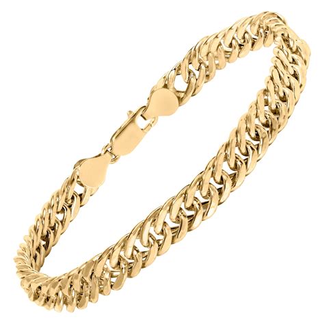10 Karat Yellow Gold Hollow Cuban Curb Link Bracelet For Sale at ...