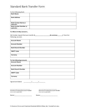 Fillable Online Standard Bank Transfer Form - QUANTUM GROUP Fax Email ...