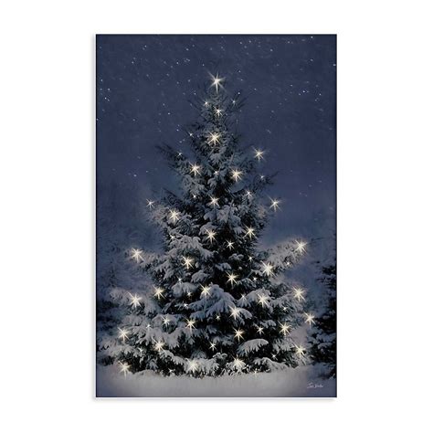 Stupell Industries Snowy Nighttime Christmas Tree Canvas Wall Art By ...