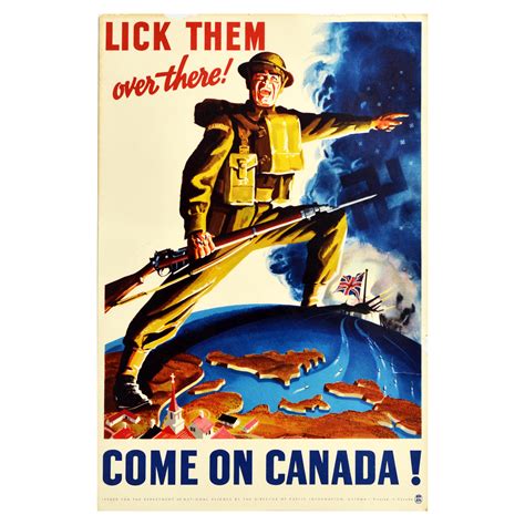 Original Vintage World War Two Poster Lick Them Over There WWII Canada ...