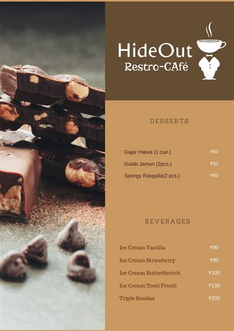 Menu at Hideout Restaurant and Cafe (Best Pizza and Burgers and Fast ...
