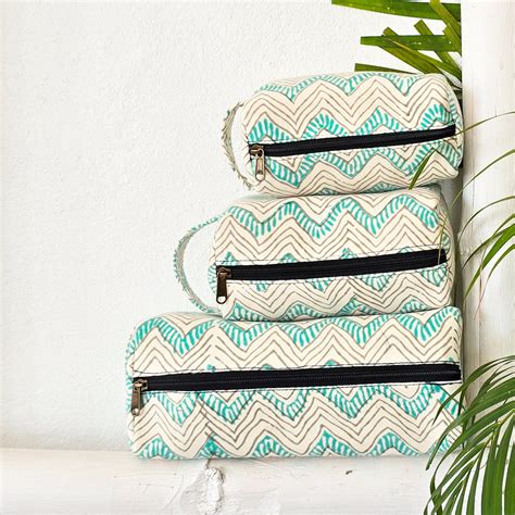 Travel Utility Multipurpose Pouches Pack Of 3 Jaipuri White With Blue ...