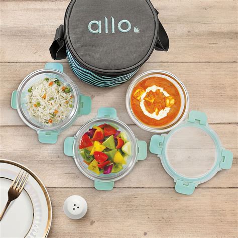 390ml x 3 Allo FoodSafe Microwave Oven Safe Glass Lunch box – Allo Innoware