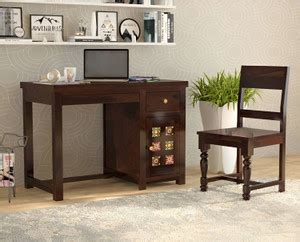CLANECRAFT Solid Sheesham Wood Marwar Style Office Study Table For ...