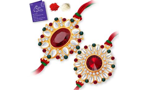 Sukkhi Rakhi Sensational Kundan Rakhi Combo & Designer Gold Plated ...