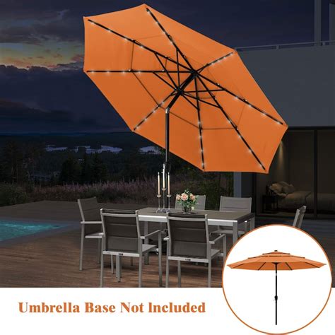 Clihome 11-ft Steel Orange Push-button Tilt Market Patio Umbrella with ...