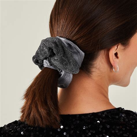 Grey Metallic Hair Scrunchies Set Of 2 - Accessorize India
