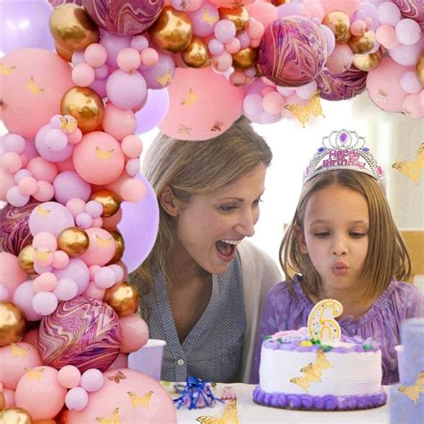 130pcs Purple Pink Gold Butterfly Fairy Balloon Baby Shower Birthday ...