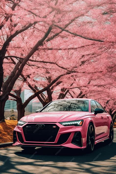 Premium AI Image | Pink audi r8 on the road