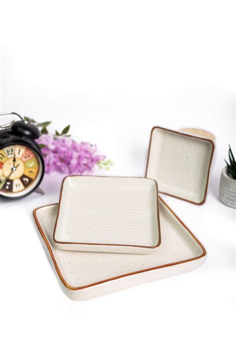 Set of 3 Modern Square Serving Platters | Ceramic She Wrote