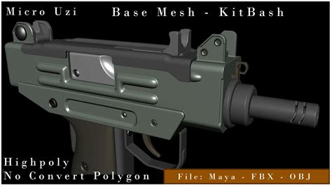 Micro Uzi Gun - KitBash - FlippedNormals