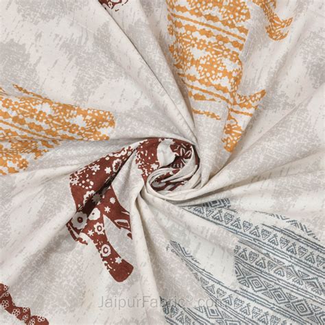 Jungle Safari Peach Double Bedsheet – JaipurFabric®
