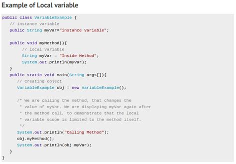Image result for Using a Local Variable in Java