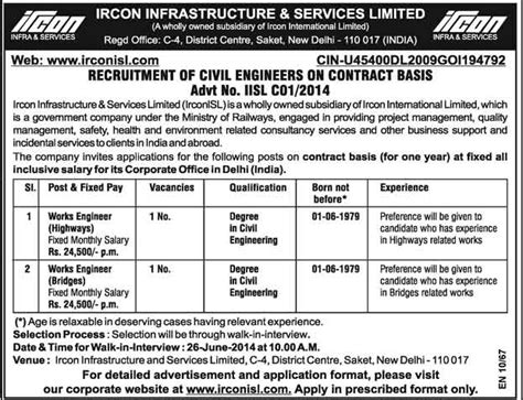 IRCON Recruitment 2014 Various Managers