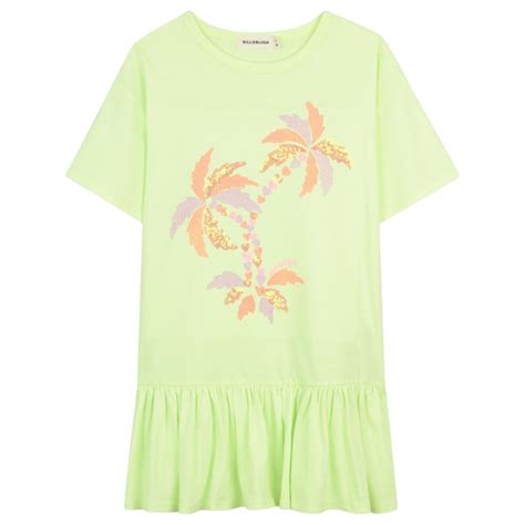 Girls Green Palm-Print Sequin Dress