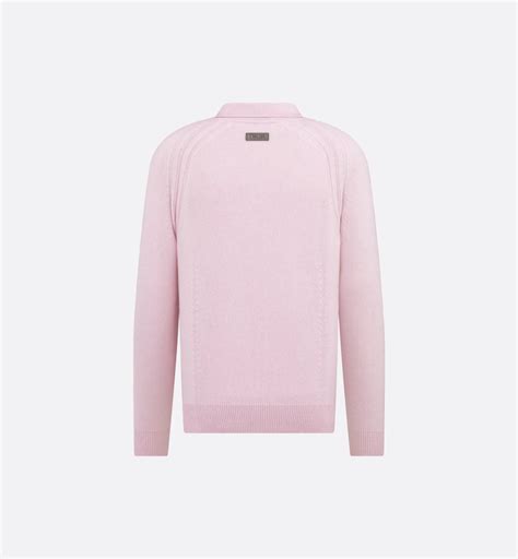 Dior Icons Long-Sleeved Polo Shirt Pink Cashmere Jersey | DIOR