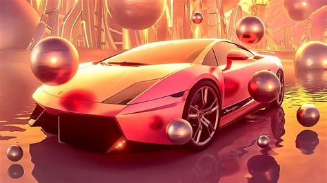 Wallpaper car, sports car, balls, buildings, art hd, picture, image