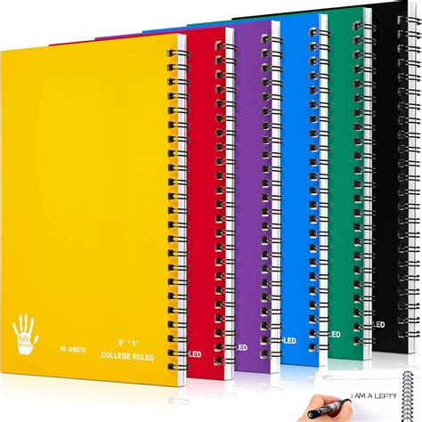 Amazon.com : Lewtemi 6 Pack Small Left Handed Notebook 8"x5" Lefty ...