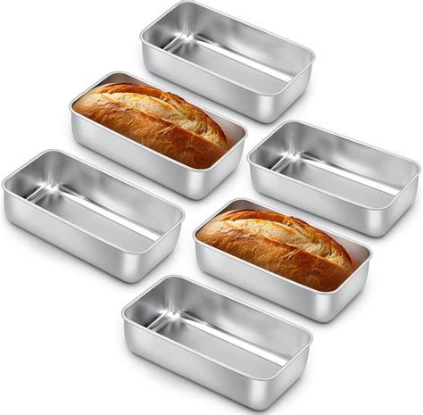Amazon.com: E-far 6 Pack Stainless Steel Loaf Pans, 9x5 Inch Bread ...