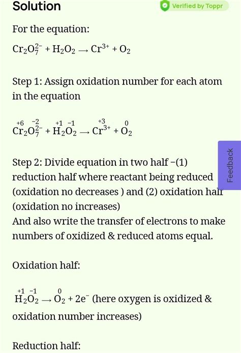 3) Balance the following reaction by oxidation number method. a) Cr2O7 ...