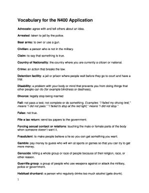 N400 Vocabulary - Fill and Sign Printable Template Online