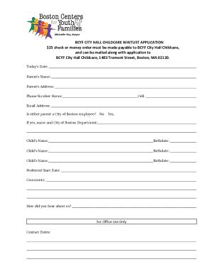 MA BCYF City Hall Childcare Waitlist Application - City Of Boston 2022 ...
