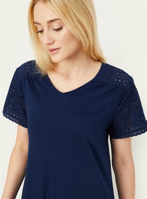 Buy Women Schiffli Detail Nightgown Online at just Rs. 799.0 ...