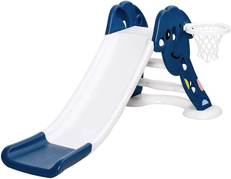 Buy Qaba Lightweight Kids Slide, Basketball Hoop, Outdoor or Indoor ...