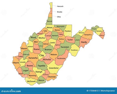West Virginia County Map stock vector. Illustration of indiana - 173364612