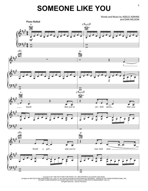 Adele "Someone Like You" Sheet Music for 5-Finger Piano | Download PDF - 112472