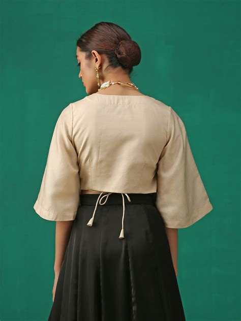 Elegance Wrapped in Kundan Buttons Blouse – Swtantra