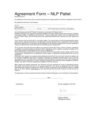Fillable Online Agreement Form NLP Pallet - Norsk Lastbrer Pool Fax ...