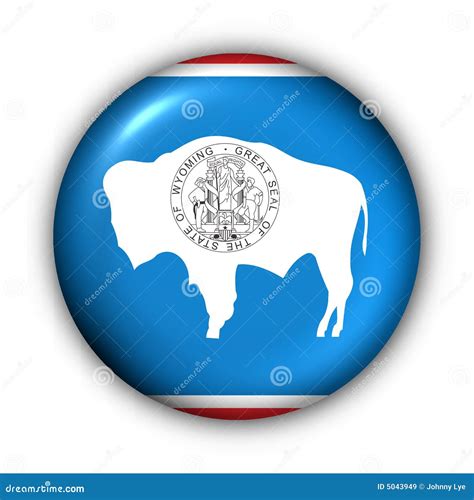 Round Button USA State Flag of Wyoming Stock Illustration ...