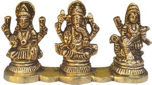 vinayakmoorti Brass Laxmi Ganesh Saraswati Bhagwan Idol on Platform ...